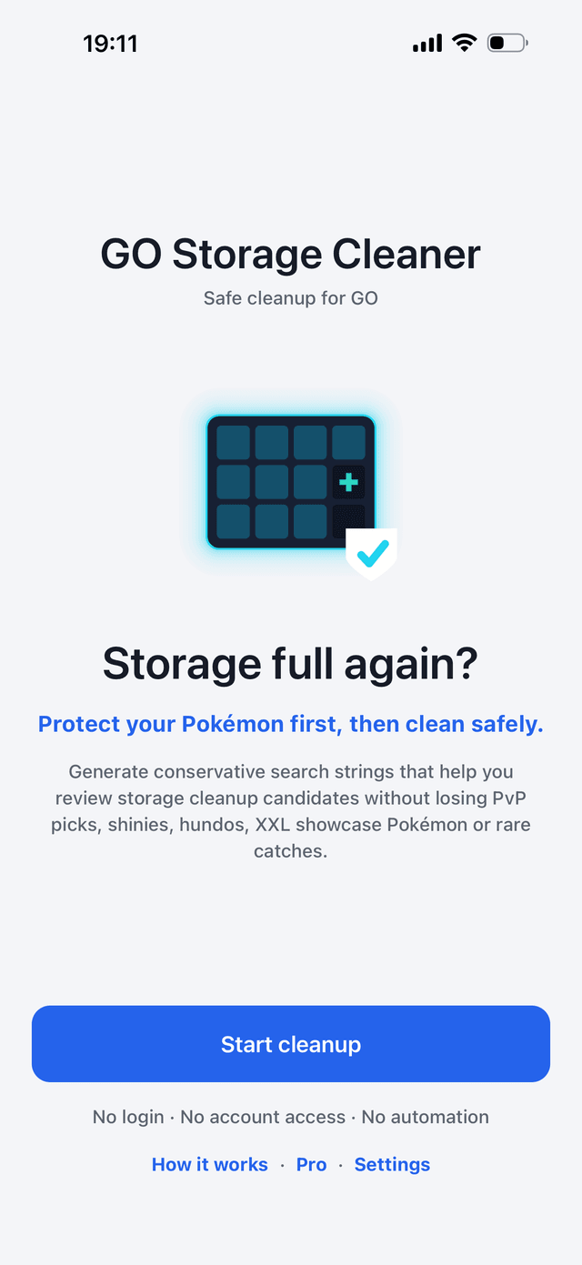 GO Storage Cleaner welcome screen — Storage full again?